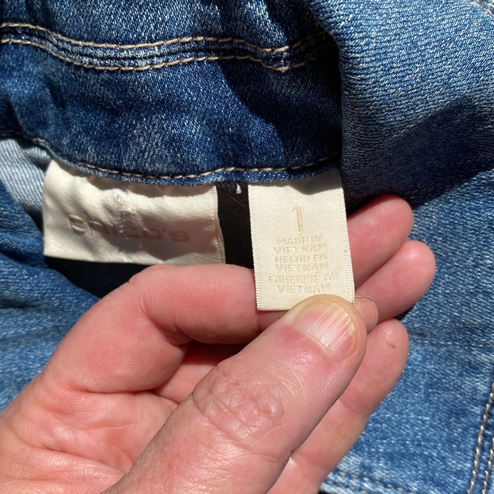 Chico’s Denim Patchwork Jacket Size 1 - image 4